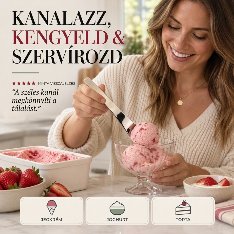 ✨🥄 Rozsdamentes Acél Desszertkanál: Elegancia + Kényelem! 🎯
