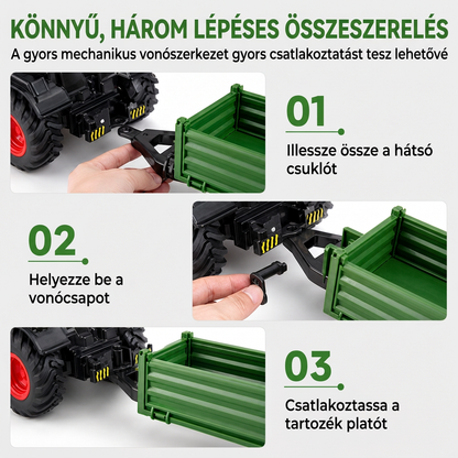 🚜 Nagy méretű gyermek mezőgazdasági traktor játékkészlet pótkocsi kiegészítőkkel, súrlódásos meghajtású és távirányítós mérnöki járművek fiúk számára
