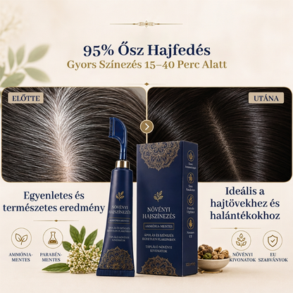 🌿 Növényi alapú fésűs hajfesték – 95%-os ősz hajtakarás, ammóniamentes