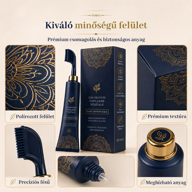 🌿 Növényi alapú fésűs hajfesték – 95%-os ősz hajtakarás, ammóniamentes