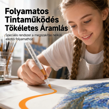💦 Mosható folyékony akril marker puha ecsetvéggel – Színes alkotás könnyedén, egyszerű tisztítással✨