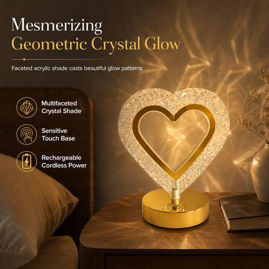 💎 🔮 Geometrikus kristály éjszakai fény – érintésvezérlés, 3D fénytöréses ragyogás és újratölthető kialakítás – hangulatvilágítás hálószobába 🌙