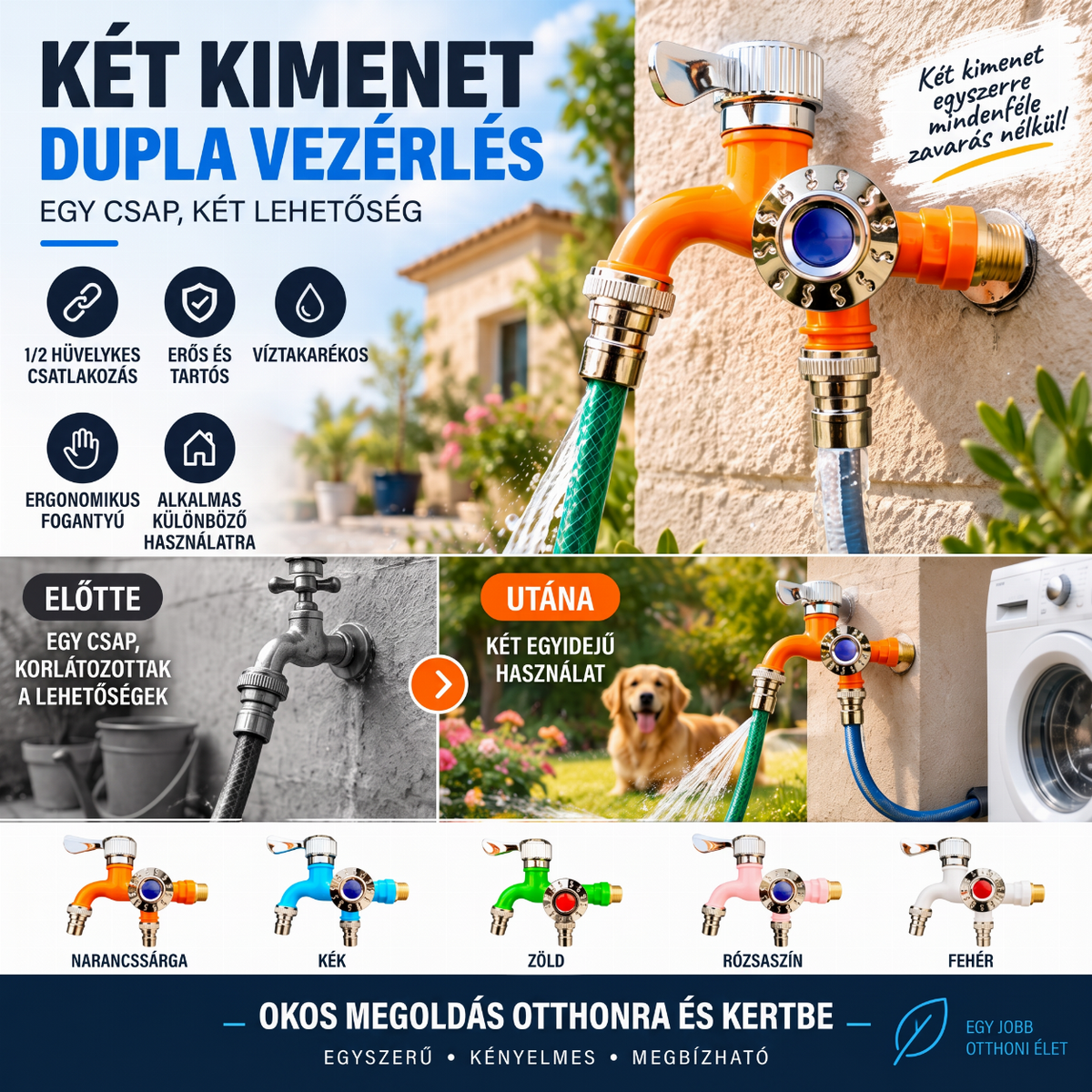 🚿 Dupla vezérlésű hosszabbítható csap – hőálló, fagytűrő, robbanásbiztos. Tökéletes konyhához és fürdőszobához! ✨🔧