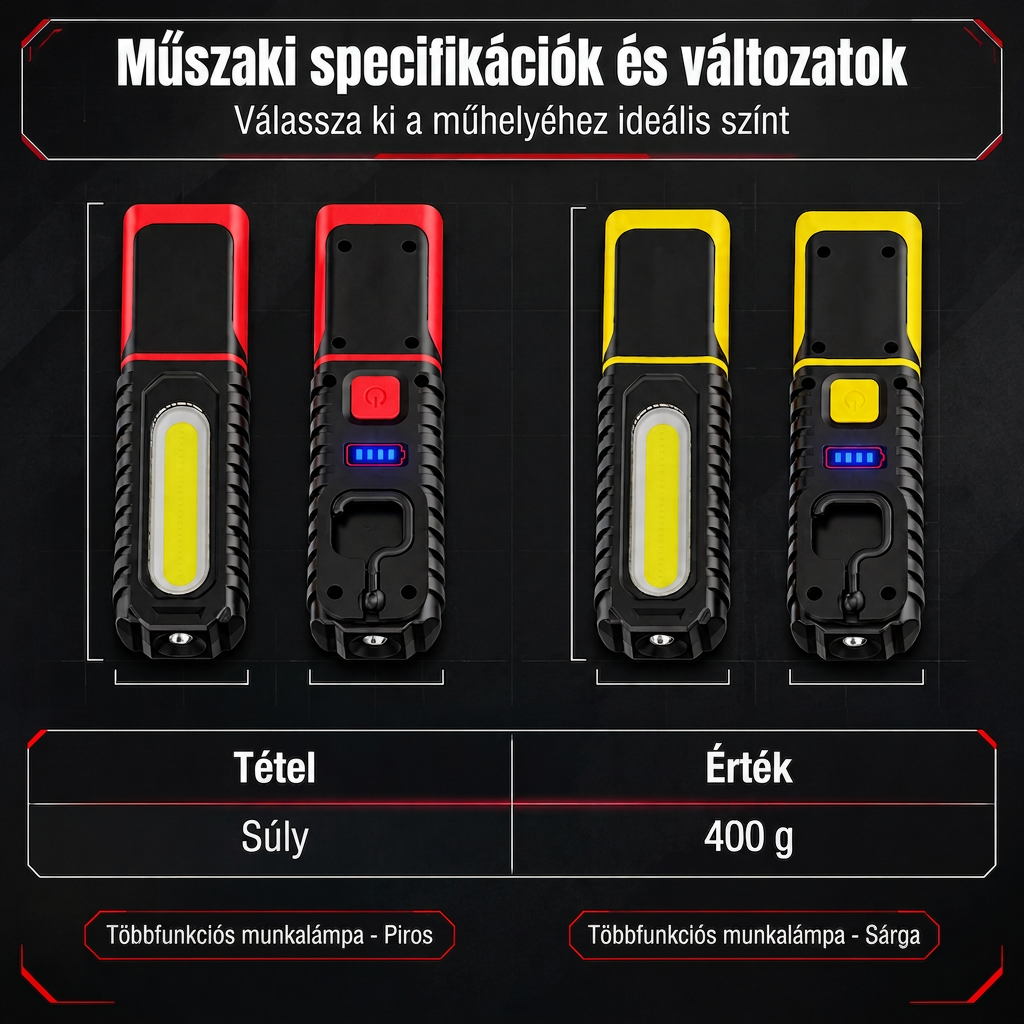 Fényes, újratölthető LED-es munkalátta mágneses talppal, hordozható ellenőrzőlámpa autójavításhoz és éjszakai piacok megvilágításához