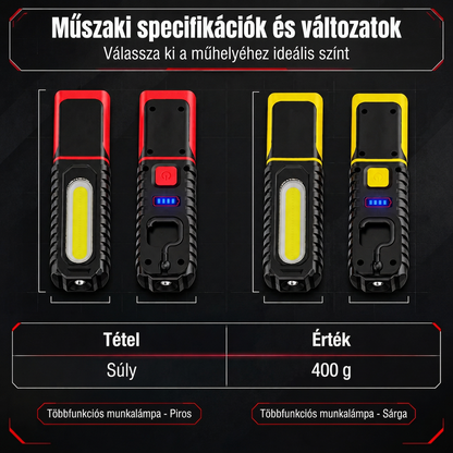 Fényes, újratölthető LED-es munkalátta mágneses talppal, hordozható ellenőrzőlámpa autójavításhoz és éjszakai piacok megvilágításához